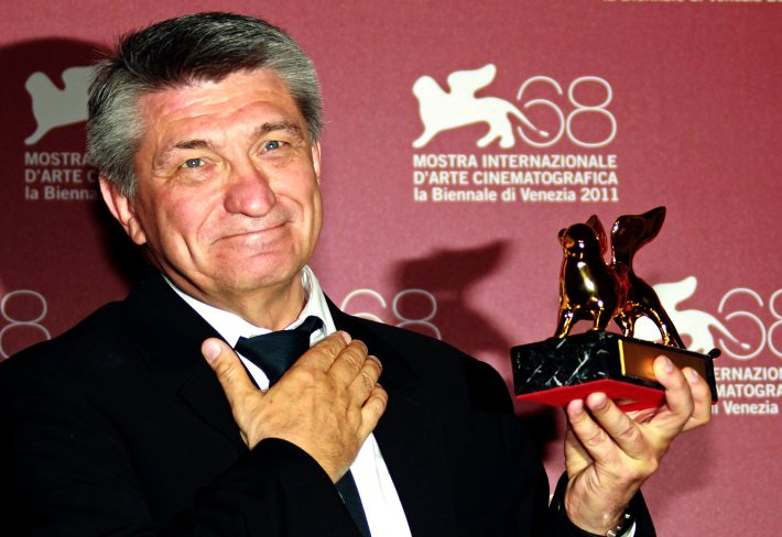 Alexander Sokurov, director of "Faust", receives the Golden Lion award during the closing ceremony of the 68th Venice Film Festival