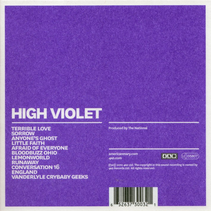 High Violet - Back Cover